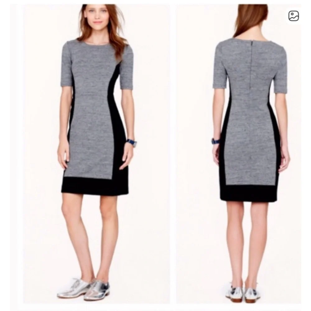 J. Crew Gray and Black Midi Dress